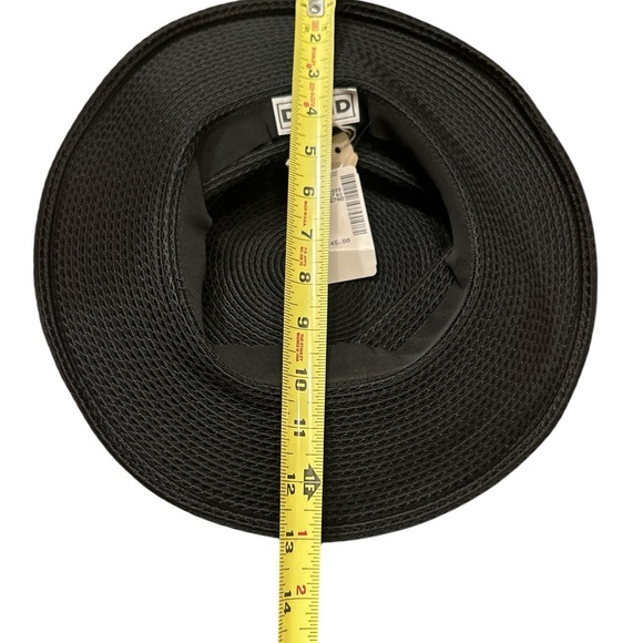 David Saks Fifth Avenue Straw Wide Brimmed Hat Sun Hat NWT Black - Picture 3 of 3